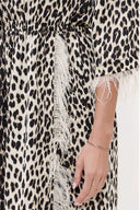 Leopar Tüylü ve yırtmaçlı mini elbise 93008