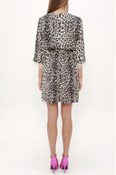 Leopar Tüylü ve yırtmaçlı mini elbise 93008