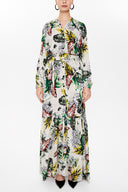 Taş Belden bağlamalı uzun elbise 93019