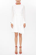 Beyaz Hakim yaka mini elbise 93035