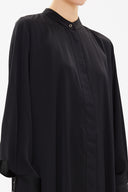 Siyah Kollu detaylı salaş midi  elbise 93052