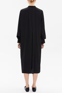 Siyah Kollu detaylı salaş midi  elbise 93052