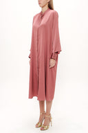 Somon Kollu detaylı salaş midi  elbise 93052