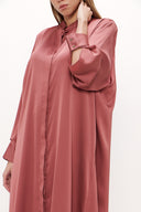 Somon Kollu detaylı salaş midi  elbise 93052