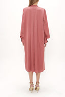 Somon Kollu detaylı salaş midi  elbise 93052