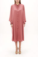 Somon Kollu detaylı salaş midi  elbise 93052