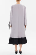 Gri Önü piliseli midi elbise 93152