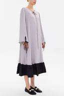 Gri Önü piliseli midi elbise 93152