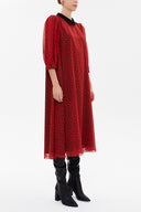 Siyah Önü piliseli midi elbise 93154