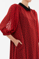 Siyah Önü piliseli midi elbise 93154