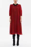 Siyah Önü piliseli midi elbise 93154