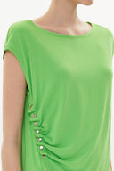 Yeşil Çıtçıt detaylı salaş bluz 19817