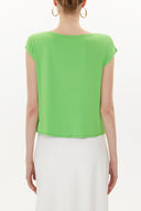 Yeşil Çıtçıt detaylı salaş bluz 19817