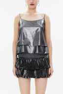 Gümüş İp askılı godeli bluz 19820