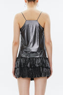 Gümüş İp askılı godeli bluz 19820