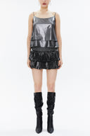 Gümüş İp askılı godeli bluz 19820