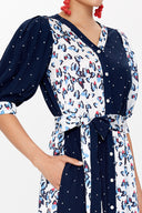 Mavi Balon kol uzun elbise 93110