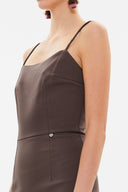 Kahve Askılı mini elbise 93124