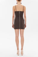 Kahve Askılı mini elbise 93124