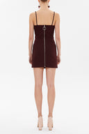 Bordo Askılı mini elbise 93124