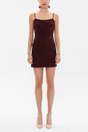 Bordo Askılı mini elbise 93124