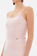 Pembe Askılı midi  elbise 93129