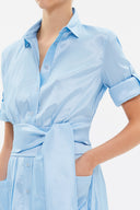 Mavi Büzgü detaylı uzun  elbise 93131