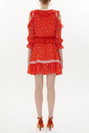 Turuncu Omuzu dekolte mini elbise 93139