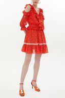 Turuncu Omuzu dekolte mini elbise 93139