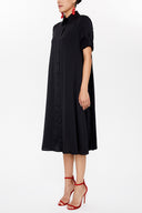 Siyah Arka pilisoleyli  midi elbise 93147