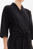 Siyah Anvelop yaka midi elbise 93190