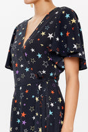 Antrasit V yaka anvelop uzun elbise 93207