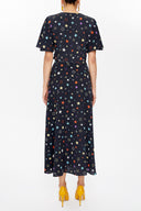 Antrasit V yaka anvelop uzun elbise 93207