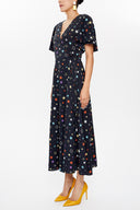 Antrasit V yaka anvelop uzun elbise 93207