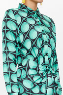 Yeşil Önden kemer bağlamalı  midi elbise 93230