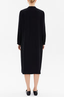 Siyah Hakim yaka pilili  midi elbise 93303