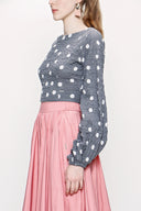 Gri Sırt dekolteli kısa bluz 19825