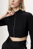 Siyah Fermuarlı kısa bluz 19838