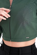 Yeşil Fermuarlı kısa bluz 19838