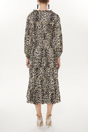 Leopar Büzgülü midi elbise 93333