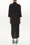 Siyah Bol kesim düğmeli midi elbise 93349