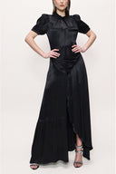 Siyah Asimetrik kesim elbise 93384