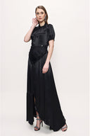 Siyah Asimetrik kesim elbise 93384