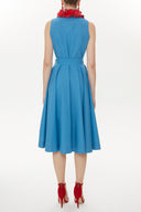 Mavi Kolsuz volanlı  elbise  93399