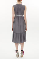 Gri Büzgülü uzun elbise  93400