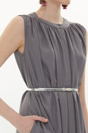 Gri Büzgülü uzun elbise  93400