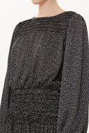 Siyah Lastik detaylı uzun elbise 93417