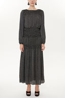 Siyah Lastik detaylı uzun elbise 93417