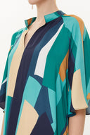 Kahve Yeşil Bol kesim elbise 93434