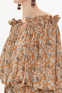 Devetüyü Düşük omuzlu fırfırlı elbise 93465